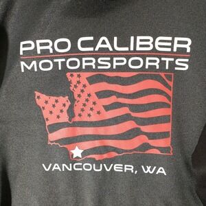 Badger Sport Mens XL Pro Caliber Motorsports Hoodie Washington Flag Gray Black